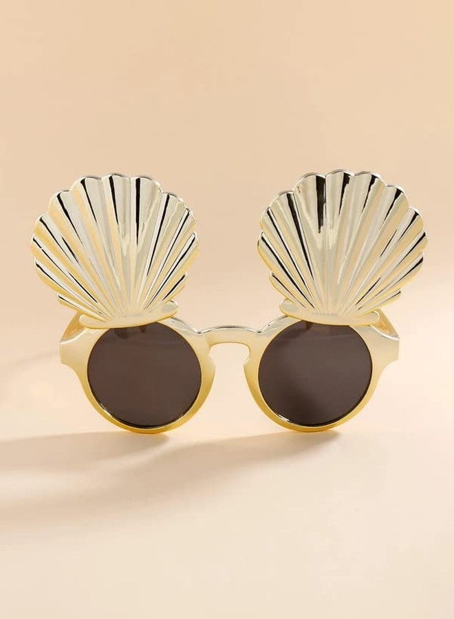 Selibration نظارات واقية للأطفال بإطار على شكل صدفة، مثالية لحفلات أعياد الميلاد، والحفلات التنكرية، وهدايا تذكارية لأعياد الميلاد، وحفلات الأطفال الصيفية، ودعامة لجلسات التصوير، وديكورات مستوحاة من الشاطئ (عبوة من قطعة واحدة) - Image 1